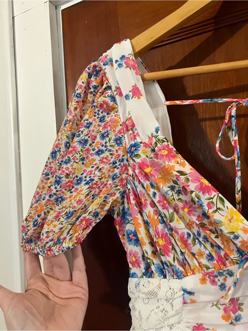 Altar’d State Aderny Patchwork Floral Mini Dress XS Cottagecore Ruffle - Picture 6 of 11